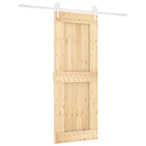 Sliding Barn Door Hardware Track Set Bedroom Closet 80x210cm Solid Wood Pine - Image 2