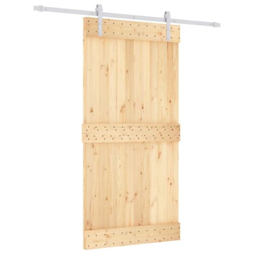 Sliding Barn Door Hardware Track Set Bedroom Closet 100x210cm Solid Wood Pine - Image 2