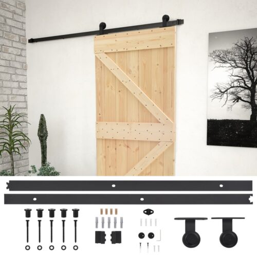 Sliding Door with Hardware Set 90x210cm Solid Pine Wood - Image 2