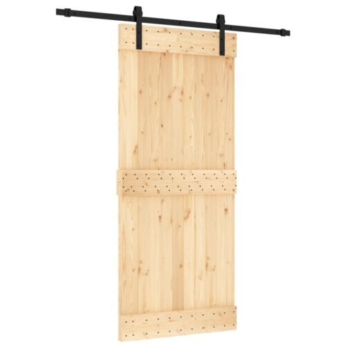 Sliding Door with Hardware Set 90x210cm Solid Wood Pine - Image 2