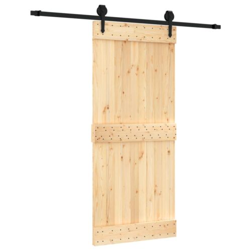 Sliding Door with Hardware Set 90x210cm Solid Wood Pine - Image 2