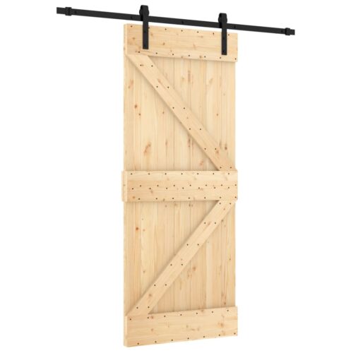 Sliding Door with Hardware Set 85x210cm Solid Wood Pine - Image 2
