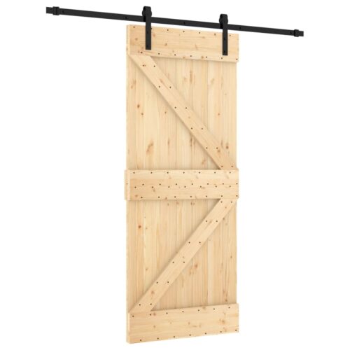 Sliding Door with Hardware Set 85x210cm Solid Wood Pine - Image 2