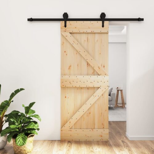 Sliding Door with Hardware Set 85x210cm Solid Wood Pine