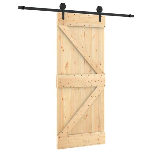 Sliding Door with Hardware Set 85x210cm Solid Wood Pine - Image 2