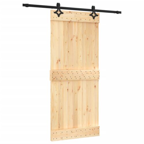 Sliding Door with Hardware Set 90x210cm Solid Wood Pine - Image 2