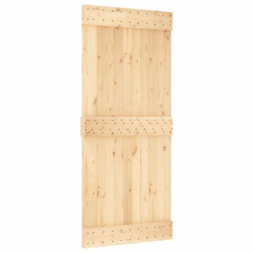 Sliding Door with Hardware Set 90x210cm Solid Wood Pine - Image 3
