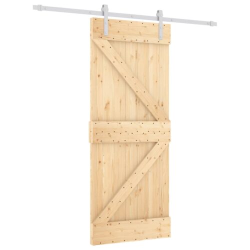 Sliding Barn Door Hardware Track Set Bedroom Closet 85x210cm Solid Wood Pine - Image 2