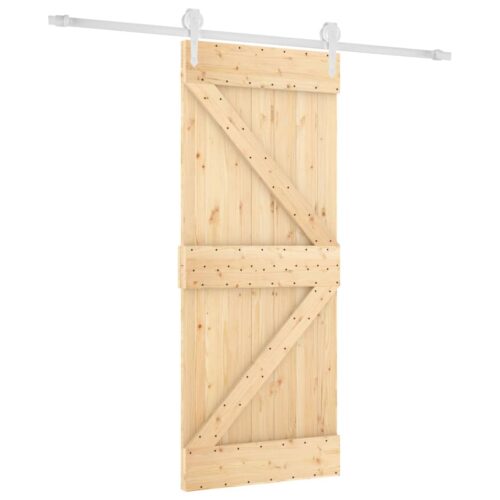 Sliding Barn Door Hardware Track Set Bedroom Closet 85x210cm Solid Wood Pine - Image 2
