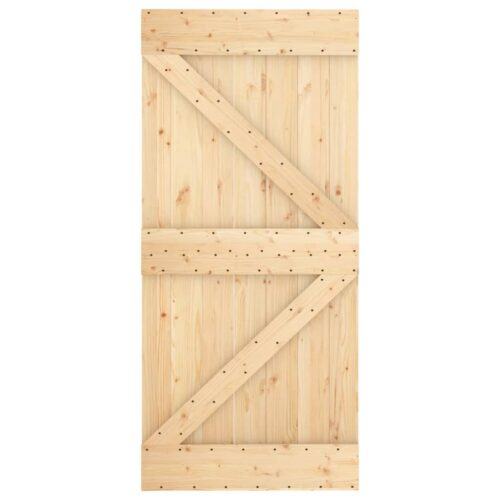 Sliding Door with Hardware Set 95x210cm Solid Wood Pine - Image 4