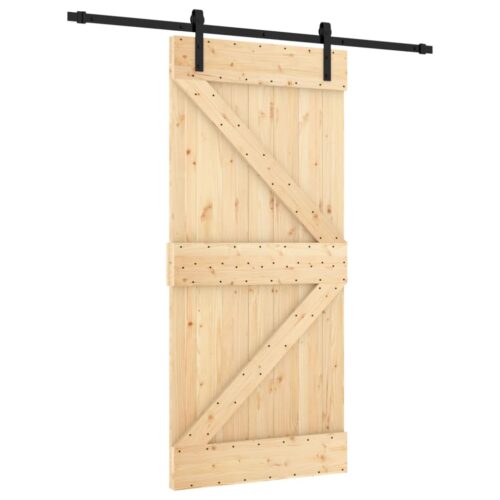 Sliding Door with Hardware Set 95x210cm Solid Wood Pine - Image 2