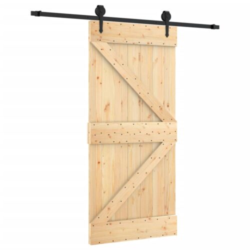 Sliding Door with Hardware Set 95x210cm Solid Wood Pine - Image 2