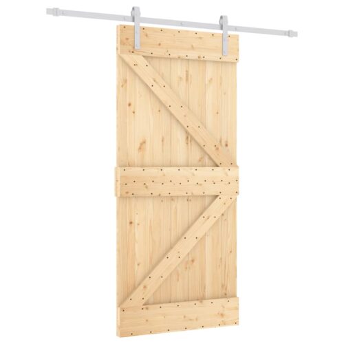 Sliding Barn Door Hardware Track Set Bedroom Closet 95x210cm Solid Wood Pine - Image 2