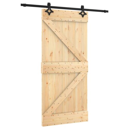 Sliding Door with Hardware Set 95x210cm Solid Wood Pine - Image 2