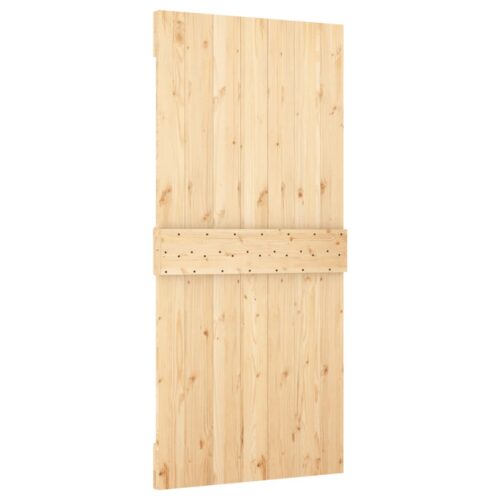Sliding Door with Hardware Set 95x210cm Solid Wood Pine - Image 5