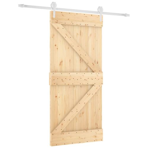 Sliding Barn Door Hardware Track Set Bedroom Closet 95x210cm Solid Wood Pine - Image 2