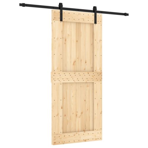 Sliding Door with Hardware Set 90x210cm Solid Wood Pine - Image 2