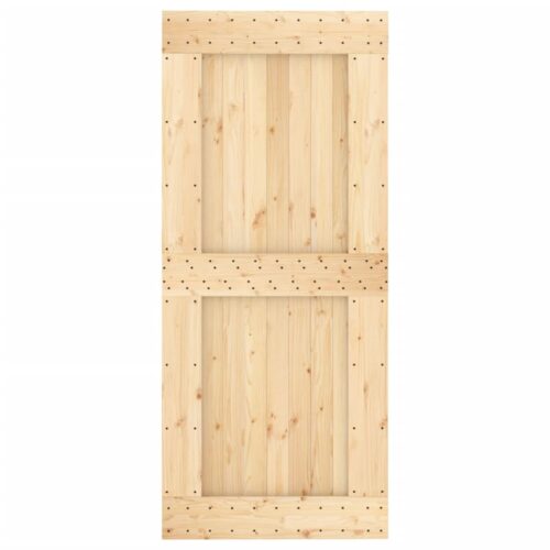 Sliding Door with Hardware Set 90x210cm Solid Wood Pine - Image 4