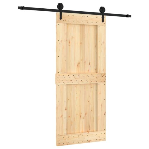 Sliding Door with Hardware Set 90x210cm Solid Wood Pine - Image 2