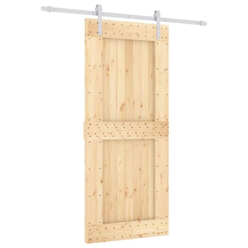 Sliding Barn Door Hardware Track Set Bedroom Closet 90x210cm Solid Wood Pine - Image 2