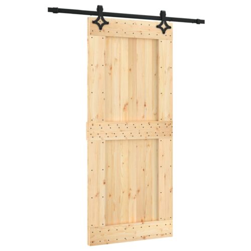 Sliding Door with Hardware Set 90x210cm Solid Wood Pine - Image 2