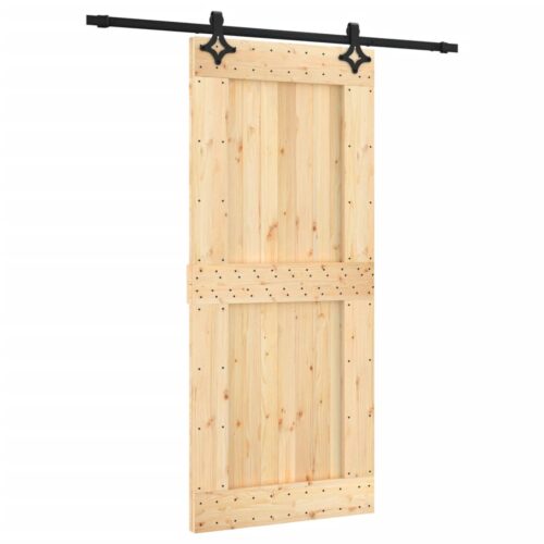 Sliding Door with Hardware Set 90x210cm Solid Wood Pine - Image 2