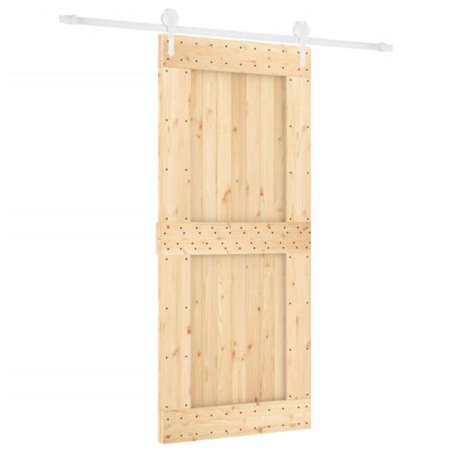 Sliding Barn Door Hardware Track Set Bedroom Closet 90x210cm Solid Wood Pine - Image 2