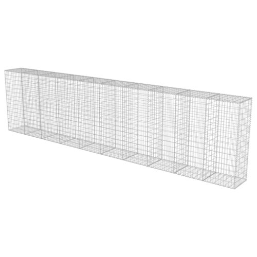 Gabion Wall with Covers Galvanised Steel 600x50x150cm Wire Fence Cage Fencing