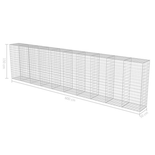 Gabion Wall with Covers Galvanised Steel 600x50x150cm Wire Fence Cage Fencing - Image 6