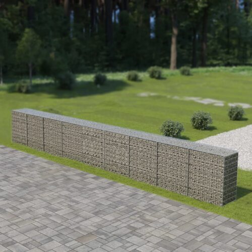 Gabion Wall with Covers Galvanised Steel 900x50x100cm Wire Fence Wall Cage Fencing - Image 7