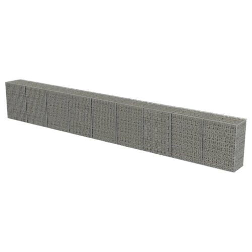 Gabion Wall with Covers Galvanised Steel 900x50x100cm Wire Fence Wall Cage Fencing