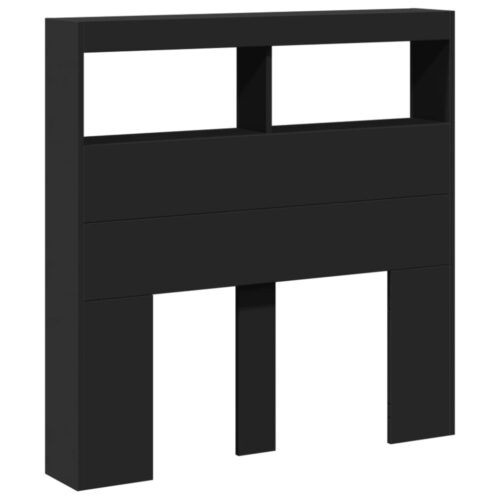 Headboard Cabinet with LED Black 100x17x102cm - Image 3