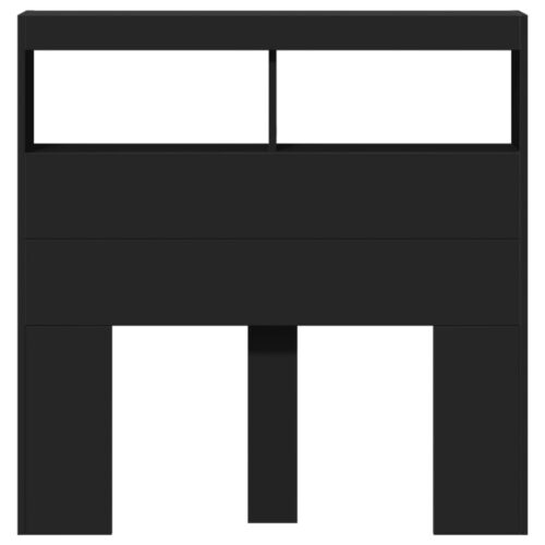 Headboard Cabinet with LED Black 100x17x102cm - Image 6