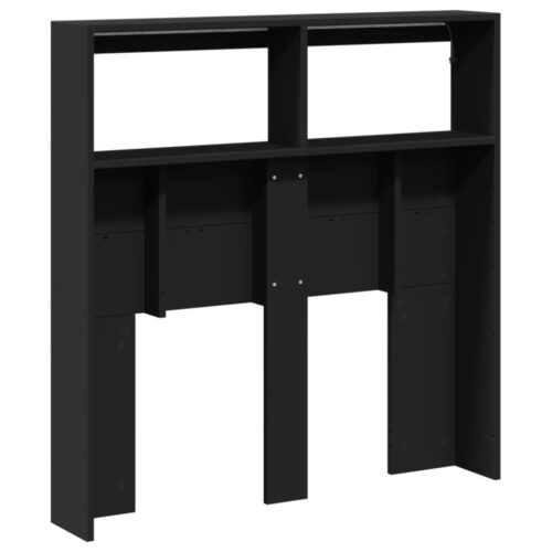 Headboard Cabinet with LED Black 100x17x102cm - Image 8