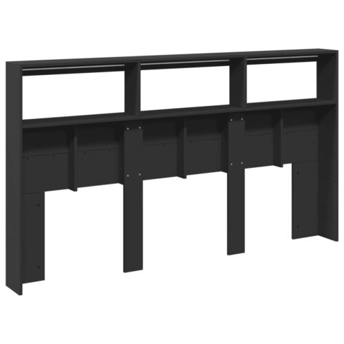 Headboard Cabinet with LED Black 180x17x102cm - Image 8