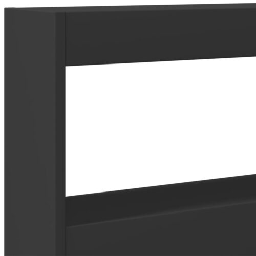 Headboard Cabinet with LED Black 180x17x102cm - Image 9