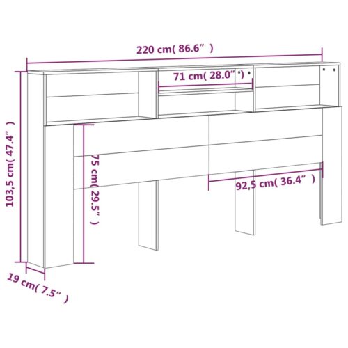 Headboard Cabinet White 220cm - Image 7