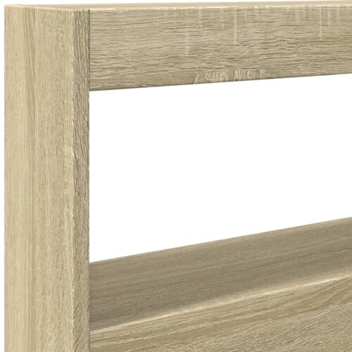 Headboard Cabinet with LED Sonoma Oak 120x17x102cm - Image 9