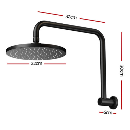 9'' Rain Shower Head Overhead High-pressure Swivel Black - Image 2