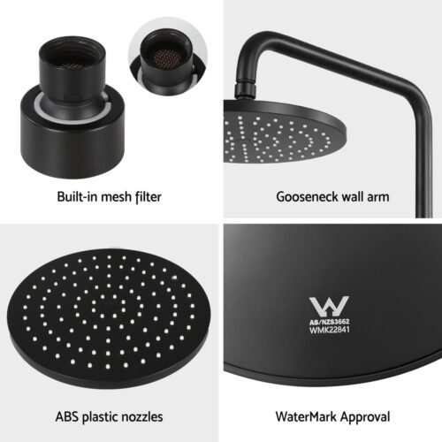 9'' Rain Shower Head Overhead High-pressure Swivel Black - Image 5