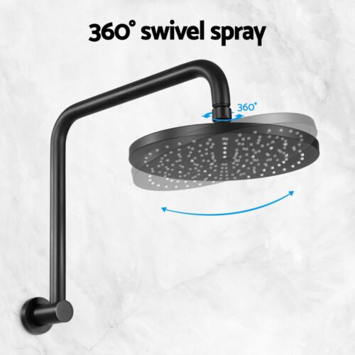 9'' Rain Shower Head Overhead High-pressure Swivel Black - Image 6