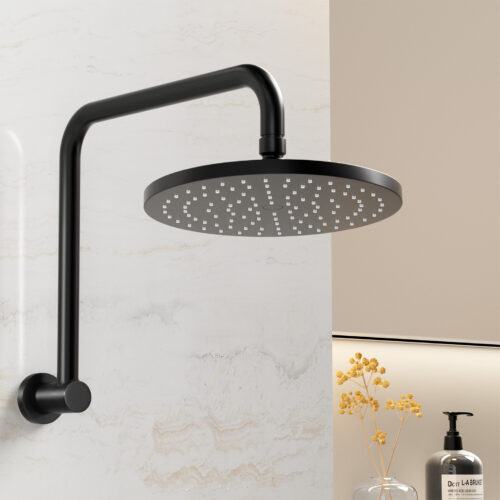 9'' Rain Shower Head Overhead High-pressure Swivel Black - Image 7