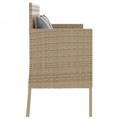 Garden Bench with Cushions Beige Poly Rattan - Image 4