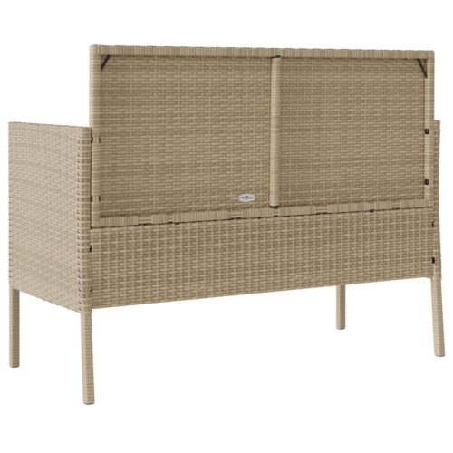 Garden Bench with Cushions Beige Poly Rattan - Image 5