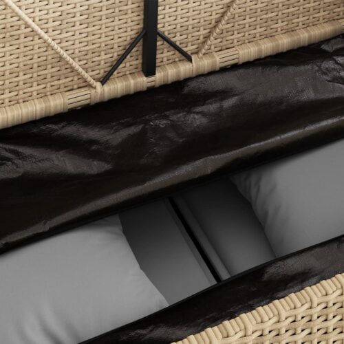 Garden Bench with Cushions Beige Poly Rattan - Image 8