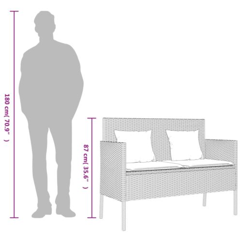 Garden Bench with Cushions Beige Poly Rattan - Image 10