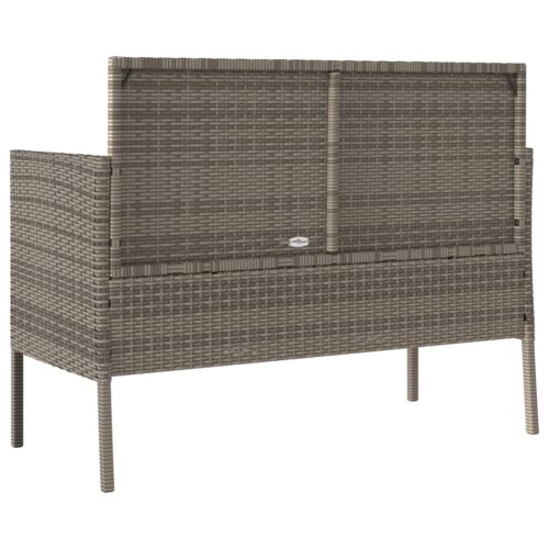 Garden Bench with Cushions Grey Poly Rattan - Image 6