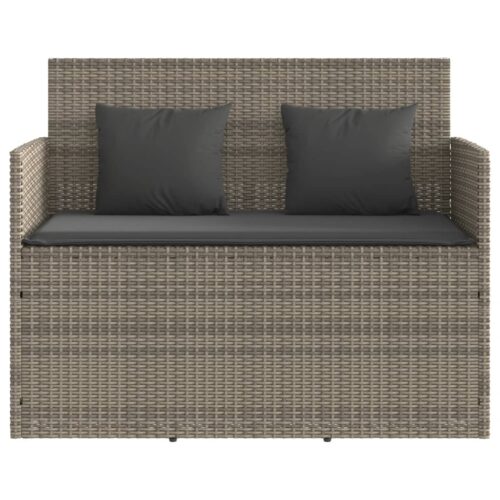Garden Bench with Cushions Grey Poly Rattan - Image 4