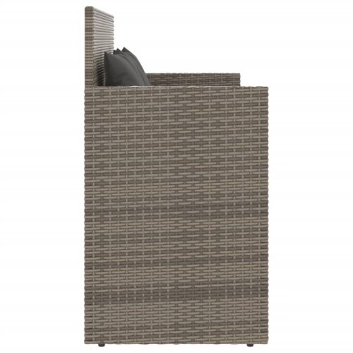 Garden Bench with Cushions Grey Poly Rattan - Image 5