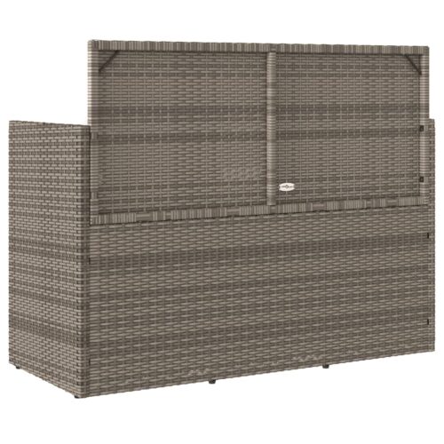 Garden Bench with Cushions Grey Poly Rattan - Image 6